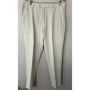 Peter Millar Pants Mens 38 Cream Crown Sport Golf Performance Flat Front Stretch